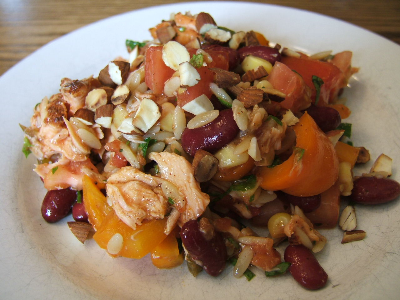 Salmon, bean and orzo salad