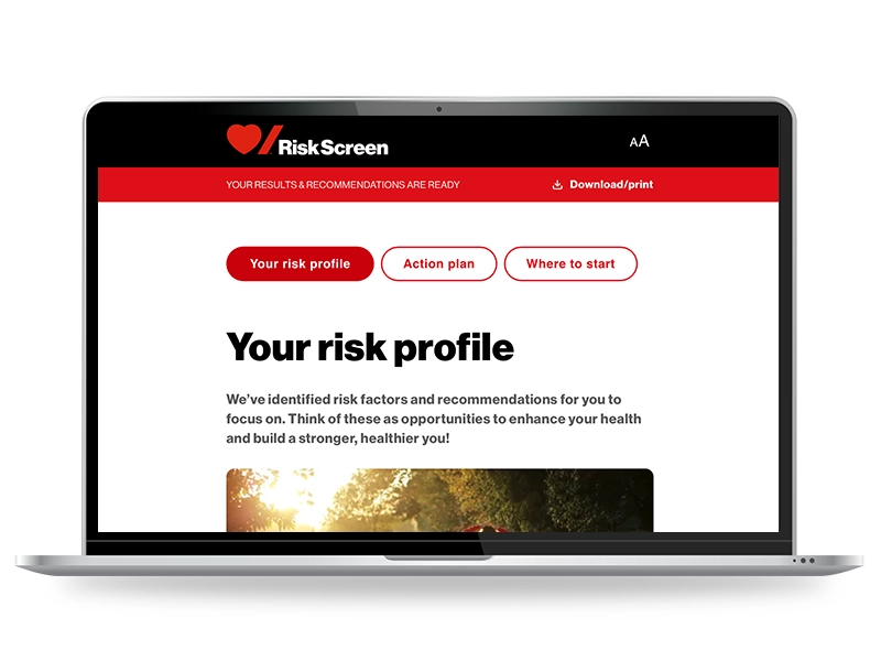 A laptop with the risk profile screen of the Risk Screen tool on display.